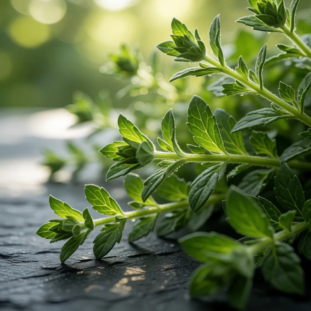 Botanical macro detail of fresh leaves